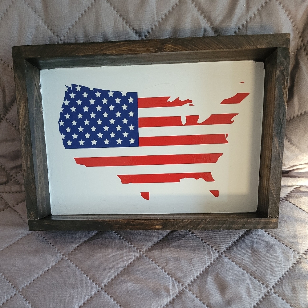 Homemade USA wooden sign
